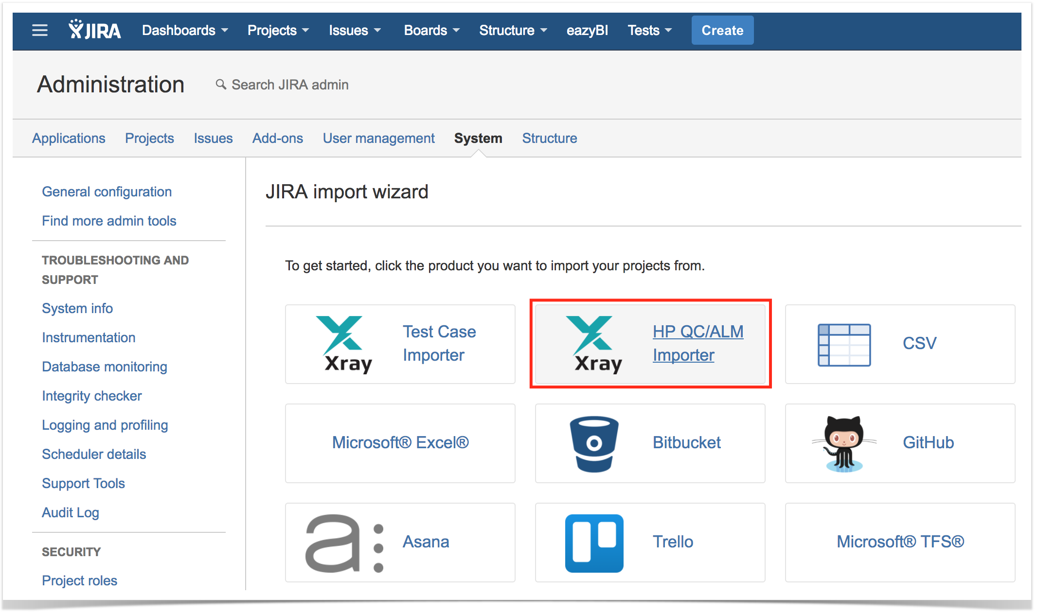 import from hp qc alm to xray jira