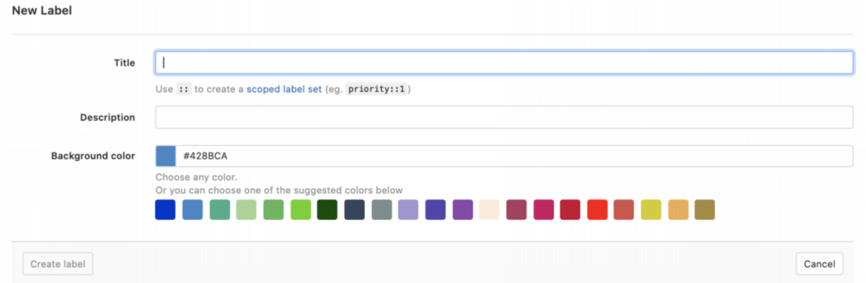 GitLab New label color selection