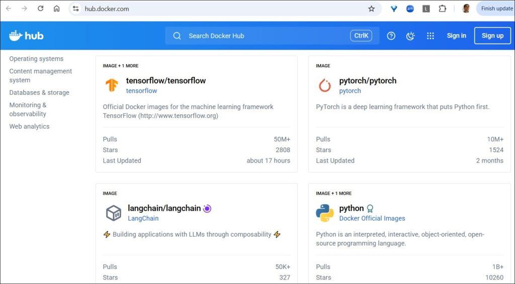 docker hub screenshot