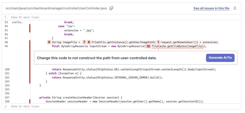ai codefix in sonarqube