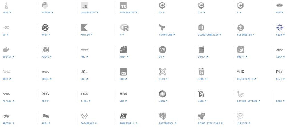 sonarqube languages frameworks