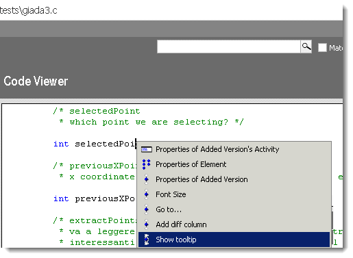 Visual Annotate ClearCase Java C example