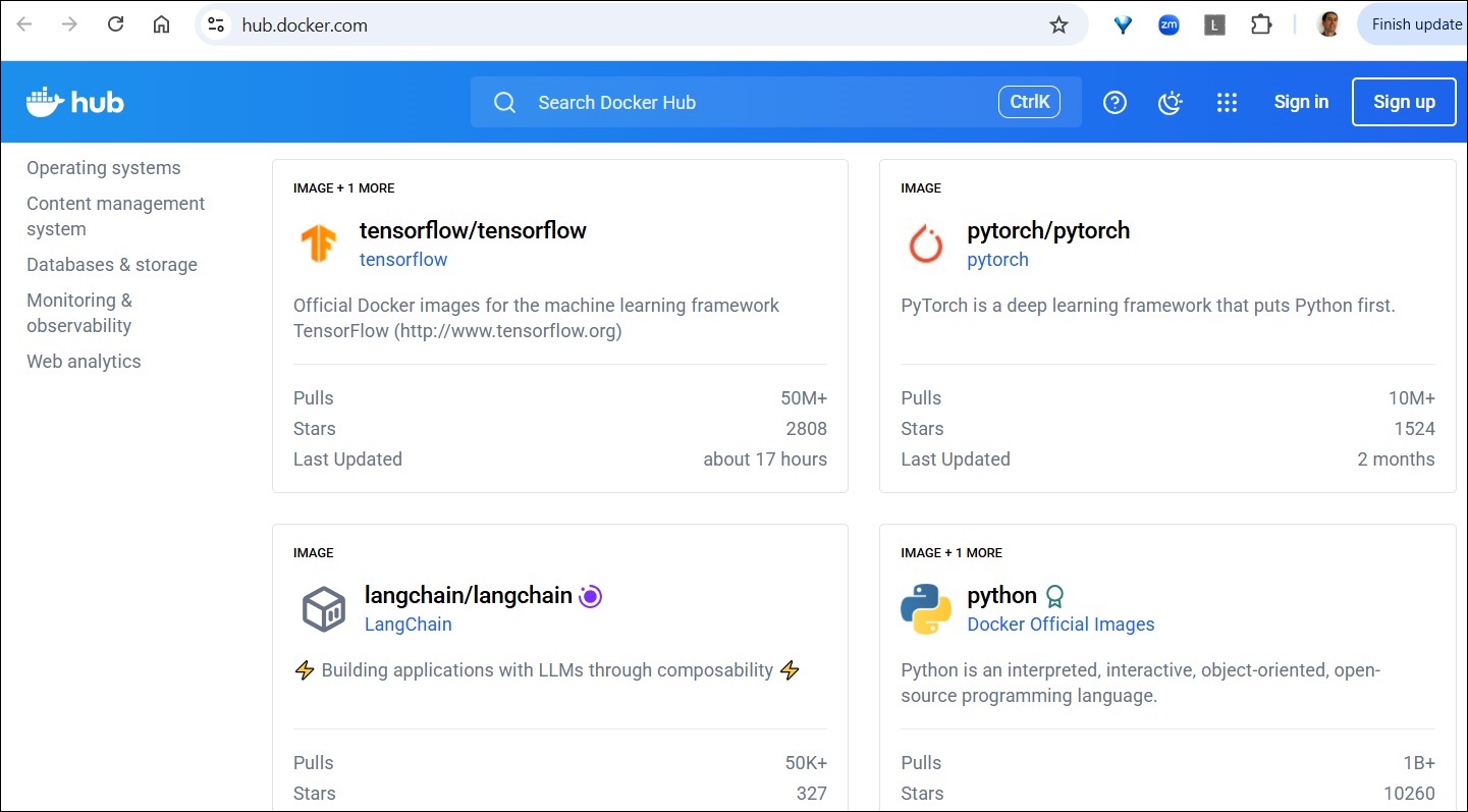 docker hub screenshot