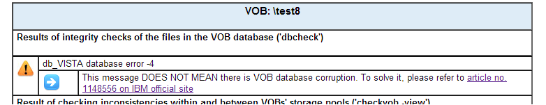 dbcheck database error clearcase