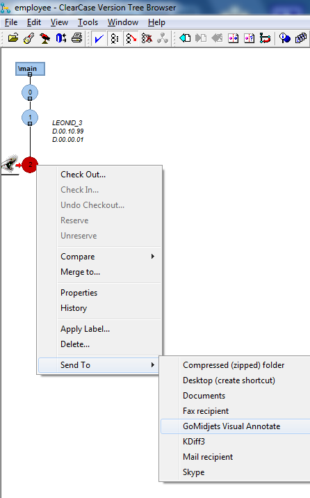 Annotating by Send To context menu